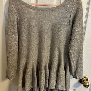 Silver sparkly philosophy low back peplum top/ free blazer